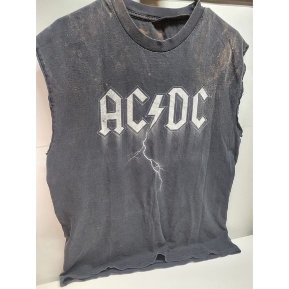 ACDC Band T Shirt grunge Sleeveless Rock Music Lightning Bolt Graphic Tee XL - Picture 2 of 7